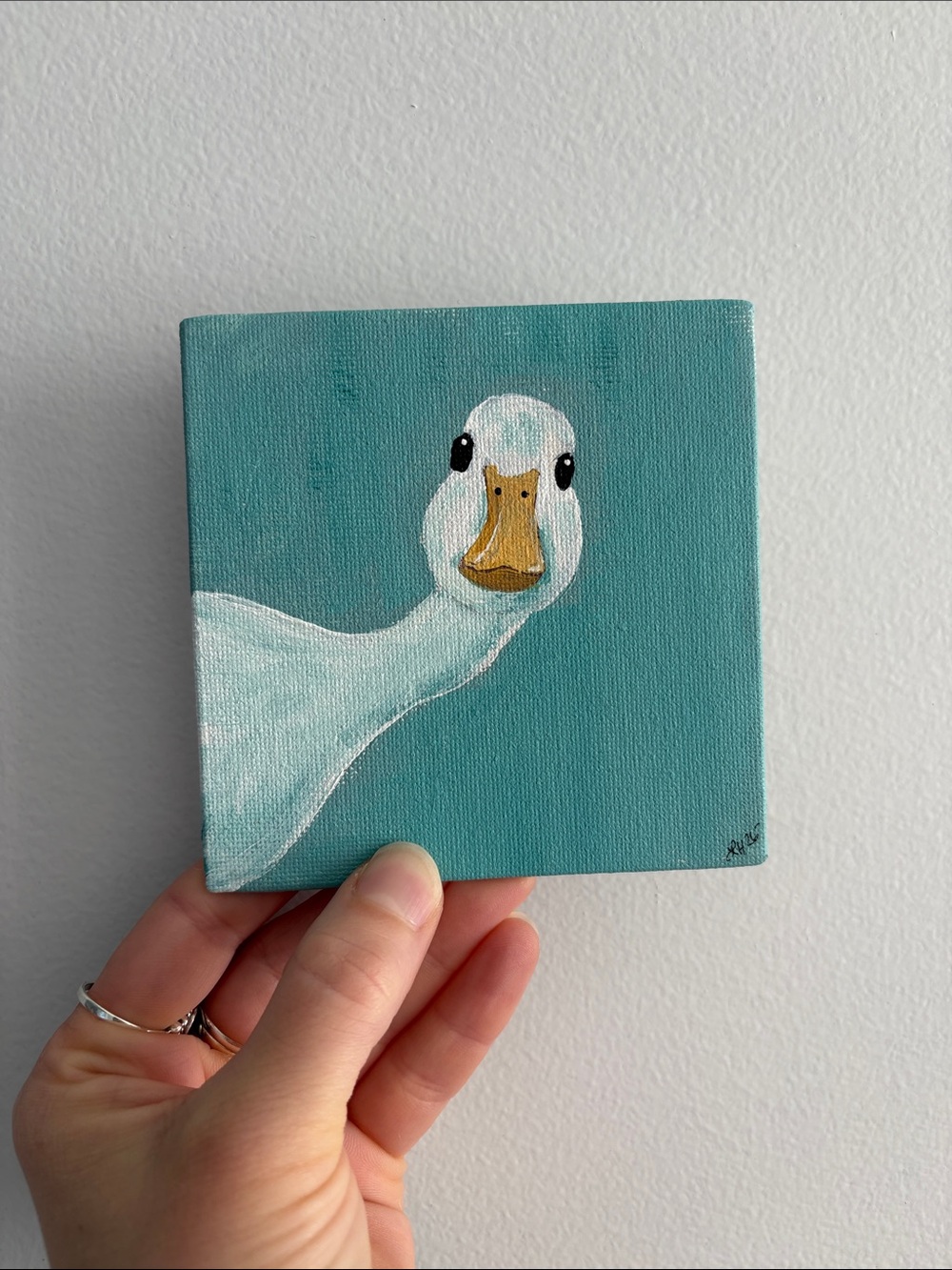 Original Goose Painting - 4”x4”